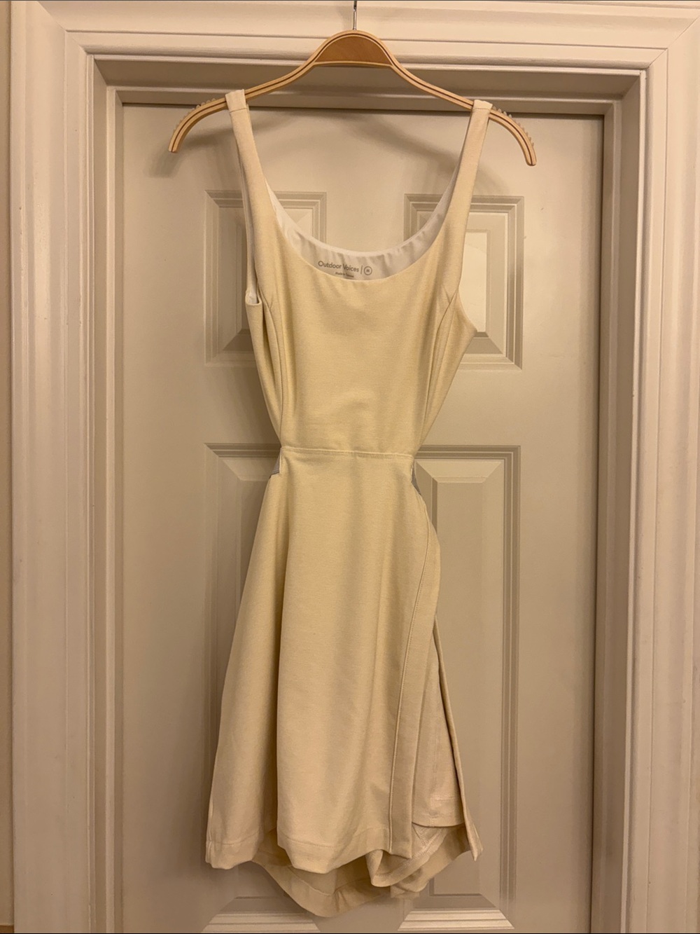 Outdoor Voices Cream Scoop Open Back Athletic Dress